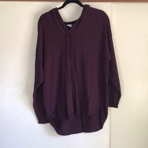 New York & Company Plum Colored Hooded Tunic Length Sweater | Women’s Size XL
